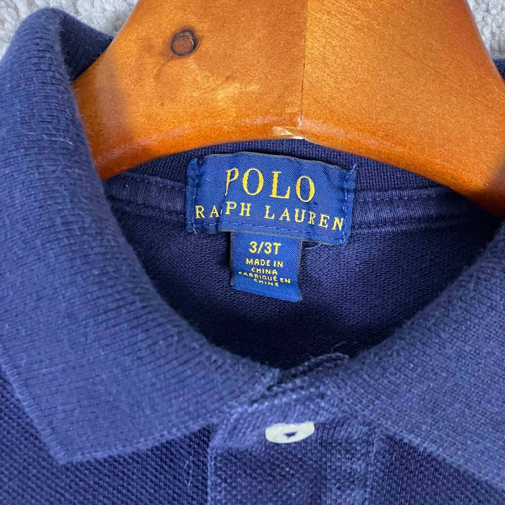 Polo Ralph Lauren Kids Navy Blue Short Sleeve Polo Shirt Orange Pony 3/3T - Picture 2 of 13